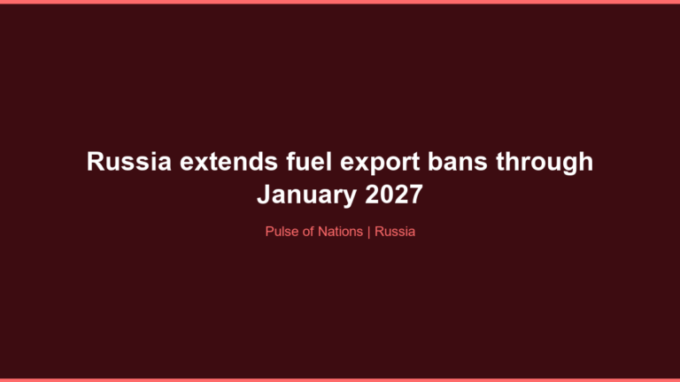 Russia extends fuel export bans through January 2027