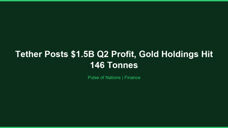 Tether Posts $1.5B Q2 Profit, Gold Holdings Hit 146 Tonnes