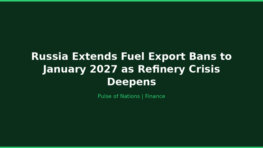 Russia Extends Fuel Export Bans to January 2027 as Refinery Crisis Deepens